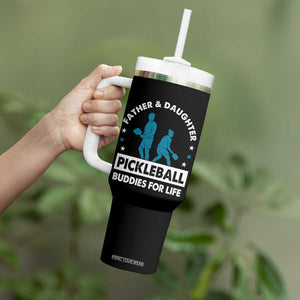 Pickleball Dad Tumbler With Handle Father And Daughter Pickleball Buddies For Life TB02 Print Your Wear