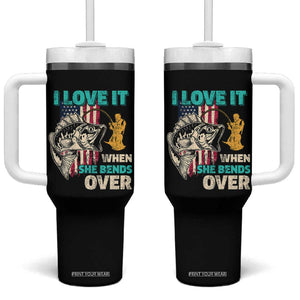 Funny Fishing Tumbler With Handle I Love It When She Bends Over Fisherman Fishing Rod TB02 One Size: 40 oz Black Print Your Wear