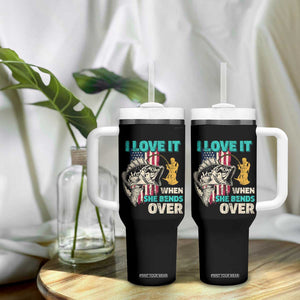 Funny Fishing Tumbler With Handle I Love It When She Bends Over Fisherman Fishing Rod TB02 Print Your Wear