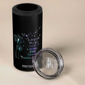 Suicide Prevention Awareness 4 in 1 Can Cooler Tumbler Teal Purple Gradient Dandelions In A World Be Kind TB02 Print Your Wear