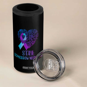 Suicide Prevention Awareness 4 in 1 Can Cooler Tumbler Teal Purple Heart Stay Tomorrow Needs You TB02 Print Your Wear