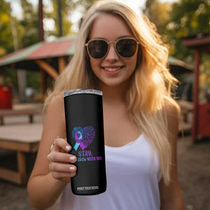 Suicide Prevention Awareness Skinny Tumbler Teal Purple Heart Stay Tomorrow Needs You TB02 Print Your Wear