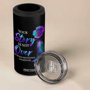 Suicide Prevention Awareness 4 in 1 Can Cooler Tumbler Teal Purple Gradient Floral Semicolon Your Story Is Not Over Stay TB02 Print Your Wear
