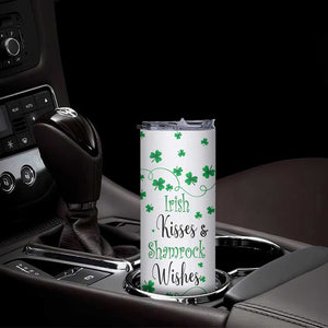 Irish Kisses and Shamrock Wishes Skinny Tumbler Lucky Clover St Patrick's Day TB02 Print Your Wear
