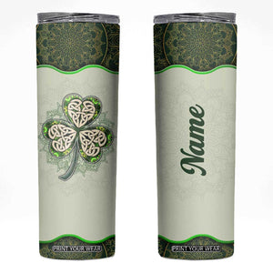 Personalized Lucky Celtic Shamrock Skinny Tumbler Custom Name Ireland Irish Pride TB02 Green Print Your Wear