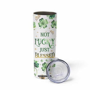 Personalized Irish Green Shamrocks Skinny Tumbler Custom Name Not Lucky Just Blessed TB02 Print Your Wear