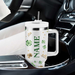 Personalized Irish Green Shamrocks Tumbler With Handle Custom Name Not Lucky Just Blessed TB02 Print Your Wear