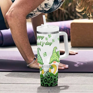 Personalized Lucky Green Gnomies Tumbler With Handle Irish Gnomes Happy St Patrick's Day Leopard TB02 Print Your Wear
