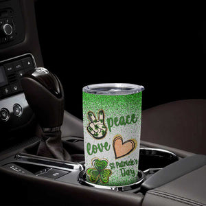 Personalized Green Shamrock Tumbler Cup Custom Name Lucky Irish Peace Love St Patrick's Day TB02 Print Your Wear