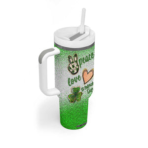Personalized Green Shamrock Tumbler With Handle Custom Name Lucky Irish Peace Love St Patrick's Day TB02 Print Your Wear