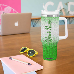 Personalized Green Shamrock Tumbler With Handle Custom Name Lucky Irish Peace Love St Patrick's Day TB02 Print Your Wear