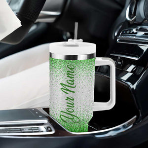 Personalized Green Shamrock Tumbler With Handle Custom Name Lucky Irish Peace Love St Patrick's Day TB02 Print Your Wear