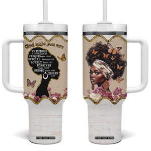Black Girl Affirmations Tumbler With Handle God Says You Are Bible Verse Christian African American TB02 One Size: 40 oz Sand Print Your Wear