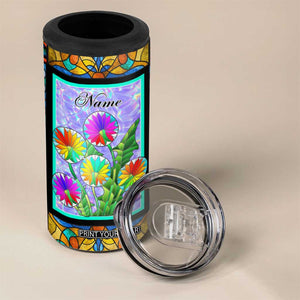 Personalized Christian Faith Stained Glass Printing 4 in 1 Can Cooler Tumbler Custom Name Be Still And Know That I Am God Dandelion Taraxacum Flower TB02 Print Your Wear