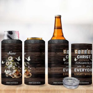 Personalized Christian Faith and Coffee Lover 4 in 1 Can Cooler Tumbler Christ Offers Forgiveness For Everyone Everywhere Funny Definition TB02 Print Your Wear