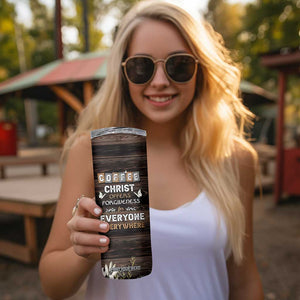 Personalized Christian Faith and Coffee Lover Skinny Tumbler Christ Offers Forgiveness For Everyone Everywhere Funny Definition TB02 Print Your Wear