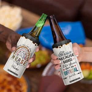 Personalized Funny Nurse Life 4 in 1 Can Cooler Tumbler Custom Name Badass Life Saver Appreciation Leopard Rainbow TB02 Print Your Wear