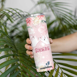 Personalized Sisterhood Floral Pink Skinny Tumbler Custom Name Sisters Are Always Close At Heart TB02 Print Your Wear