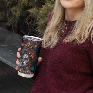 Personalized La Catrina Sugar Skull Tumbler Cup Custom Name Day of the Dead Skull Roses Gothic Aesthetic TB02 Print Your Wear