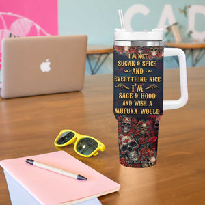 Personalized La Catrina Sugar Skull Tumbler With Handle Custom Name Day of the Dead Skull Roses Gothic Aesthetic TB02 Print Your Wear