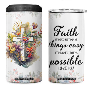Christian Faith Floral 4 in 1 Can Cooler Tumbler Bible Verse It Makes Them Possible Inspirational Religious Gifts TB02 One Size: 16 oz White Print Your Wear