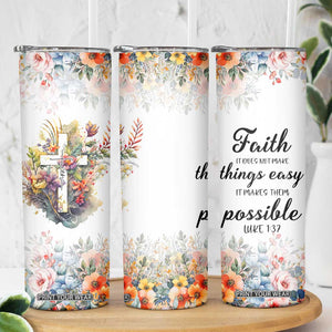 Christian Faith Floral Skinny Tumbler Bible Verse It Makes Them Possible Inspirational Religious Gifts TB02 Print Your Wear