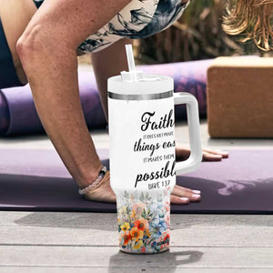 Christian Faith Floral Tumbler With Handle Bible Verse It Makes Them Possible Inspirational Religious Gifts TB02 Print Your Wear