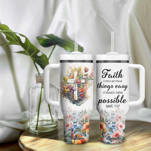 Christian Faith Floral Tumbler With Handle Bible Verse It Makes Them Possible Inspirational Religious Gifts TB02 Print Your Wear