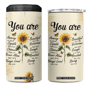 Inspirational Quotes Sunflower 4 in 1 Can Cooler Tumbler Christian Faith Religious Encouragement Bible Verse TB02 One Size: 16 oz Butter Print Your Wear