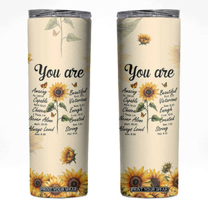 Inspirational Quotes Sunflower Skinny Tumbler Christian Faith Religious Encouragement Bible Verse TB02 Butter Print Your Wear