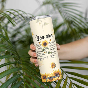 Inspirational Quotes Sunflower Skinny Tumbler Christian Faith Religious Encouragement Bible Verse TB02 Print Your Wear