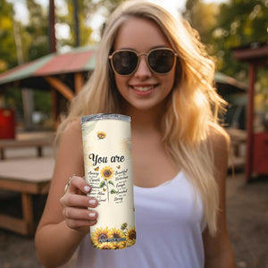 Inspirational Quotes Sunflower Skinny Tumbler Christian Faith Religious Encouragement Bible Verse TB02 Print Your Wear