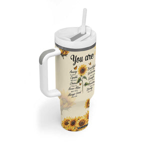 Inspirational Quotes Sunflower Tumbler With Handle Christian Faith Religious Encouragement Bible Verse TB02 Print Your Wear