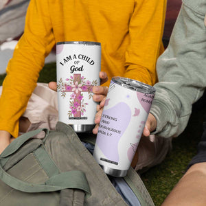 Aesthetic Floral Christian Tumbler Cup I Am A Child Of God Religious Faith Inspirational Bible Verse TB02 Print Your Wear