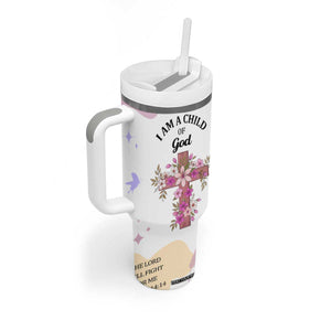 Aesthetic Floral Christian Tumbler With Handle I Am A Child Of God Religious Faith Inspirational Bible Verse TB02 Print Your Wear
