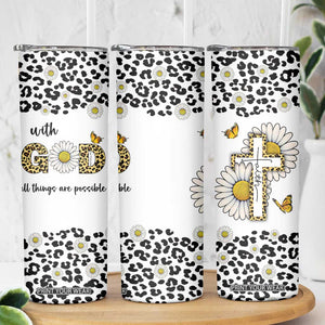 Christian Faith Daisy Leopard Skinny Tumbler With God All Things Are Possible Inspirational Bible Verse Religious Gifts TB02 Print Your Wear