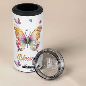 Floral Butterfly Christian 4 in 1 Can Cooler Tumbler Blessed Inspirational Bible Verses Faith-based Religious Scripture TB02 Print Your Wear