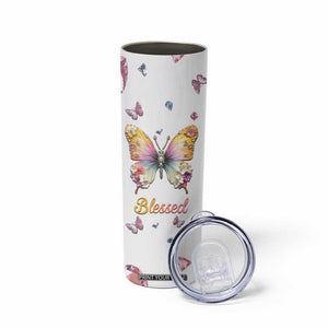 Floral Butterfly Christian Skinny Tumbler Blessed Inspirational Bible Verses Faith-based Religious Scripture TB02 Print Your Wear