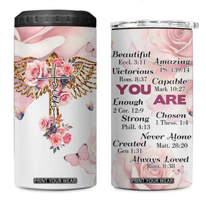 Floral Christian Faith 4 in 1 Can Cooler Tumbler Inspirational Bible Verses Faith-based Religious Scripture TB02 One Size: 16 oz White Print Your Wear