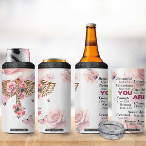 Floral Christian Faith 4 in 1 Can Cooler Tumbler Inspirational Bible Verses Faith-based Religious Scripture TB02 Print Your Wear