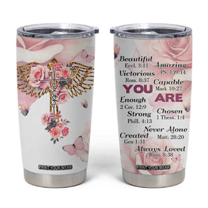 Floral Christian Faith Tumbler Cup Inspirational Bible Verses Faith-based Religious Scripture TB02 White Print Your Wear