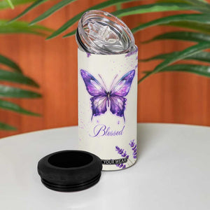 Inspirational Christian Faith Butterfly 4 in 1 Can Cooler Tumbler Blessed Is The One Who Trusts In The Lord Bible Verses Religious Scripture TB02 Print Your Wear