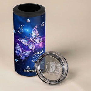 Personalized Name Butterfly 4 in 1 Can Cooler Tumbler Blue Galaxy Gem Butterflies Gifts TB02 Print Your Wear