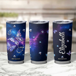 Personalized Name Butterfly Tumbler Cup Blue Galaxy Gem Butterflies Gifts TB02 Print Your Wear