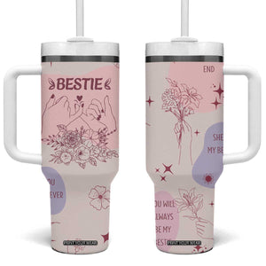 Bestie Friendship Tumbler With Handle Cute Pink Aesthetic True Girls Friendship Quotes TB02 One Size: 40 oz Light Pink Print Your Wear