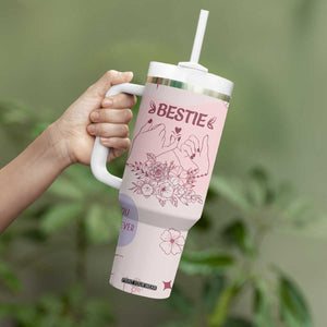 Bestie Friendship Tumbler With Handle Cute Pink Aesthetic True Girls Friendship Quotes TB02 Print Your Wear