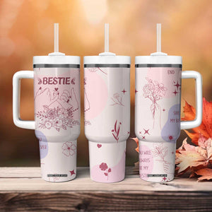 Bestie Friendship Tumbler With Handle Cute Pink Aesthetic True Girls Friendship Quotes TB02 Print Your Wear