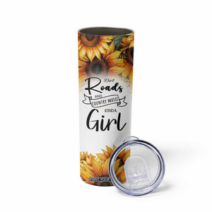 Dirt Roads And Country Music Girl Skinny Tumbler Rustic Sunflower Floral Guitar Southern Cowgirl TB02 Print Your Wear