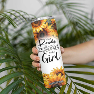 Dirt Roads And Country Music Girl Skinny Tumbler Rustic Sunflower Floral Guitar Southern Cowgirl TB02 Print Your Wear