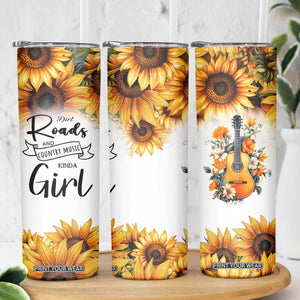 Dirt Roads And Country Music Girl Skinny Tumbler Rustic Sunflower Floral Guitar Southern Cowgirl TB02 Print Your Wear